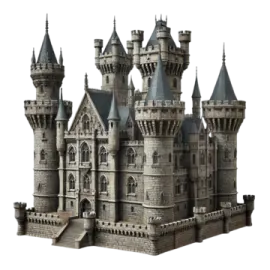 a model of a castle with turrets and turrets