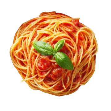 a bowl of spaghetti with tomato sauce