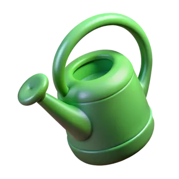a green watering pot on a white background