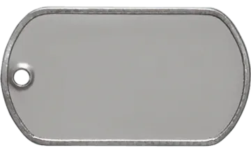 a silver dog tag on a white background