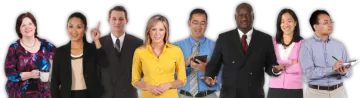 a group of business people standing together