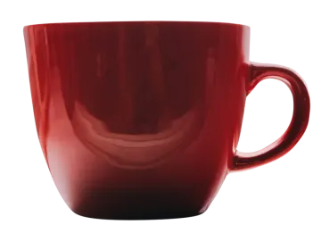 a red coffee mug on a white background