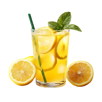 a glass filled with lemon and mint