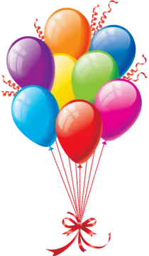 a bunch of colorful balloons with ribbons