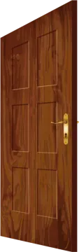 a wooden door on a white background