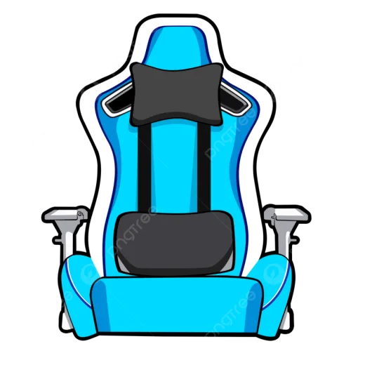 a blue office chair with a black seat