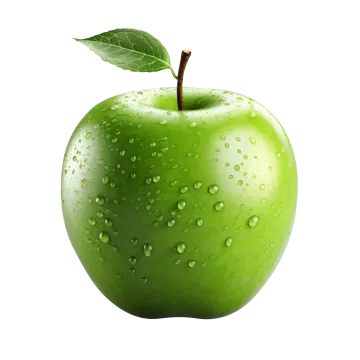 a green apple with water droplets on it
