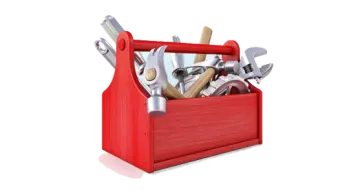 a red tool box filled with tools