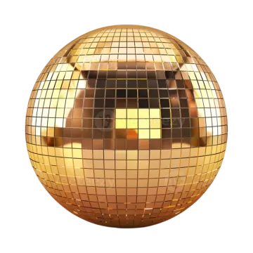 a golden disco ball on a white background