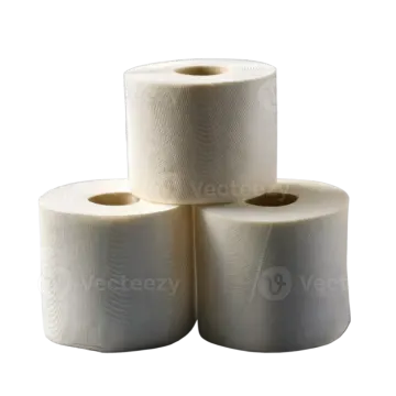three rolls of toilet paper on a white background