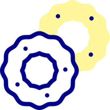 a blue circle with yellow circles around it