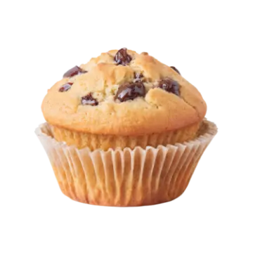 a muffin with chocolate chips on top