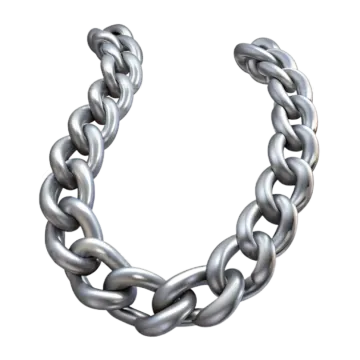 a silver chain on a white background