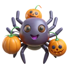 a spider with pumpkins on it's back