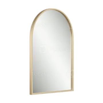 a gold arched mirror on a white background