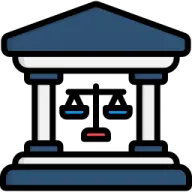 a blue and white temple with two faces on it