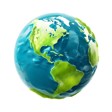 a blue and green globe on white background