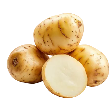 a pile of potatoes on a white background
