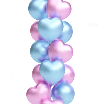 a bunch of pink and blue balloons