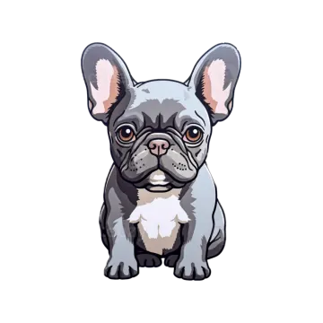 a cartoon french bulldog dog with big ears