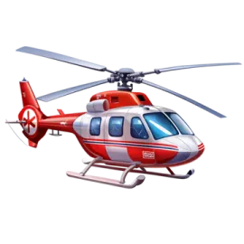 a red and white helicopter on a white background