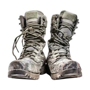 a pair of military boots on a white background