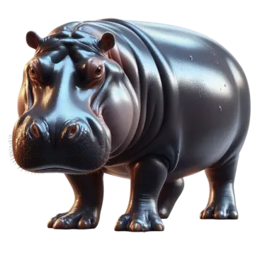 a hippo is standing in front of a white background