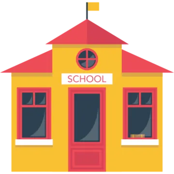 a school building with the word school on it