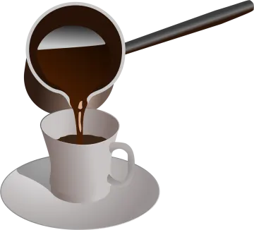 a spoon pouring coffee into a cup