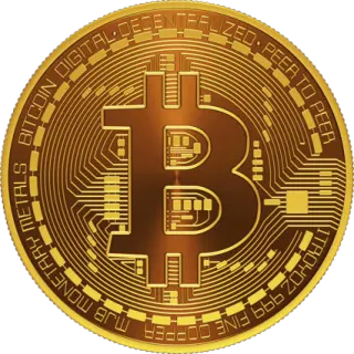 a golden bit coin on a white background
