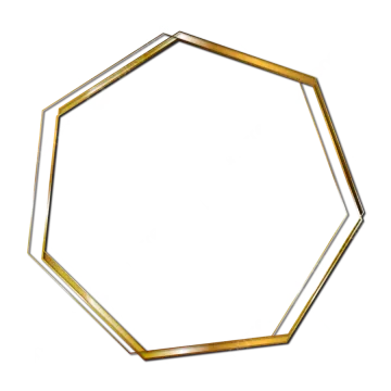 a gold hexagon with a white background