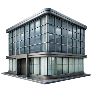 an office building on a white background