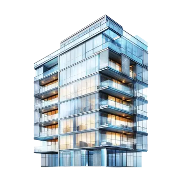an architectural rendering of a modern apartment building