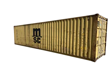 a yellow shipping container on a white background