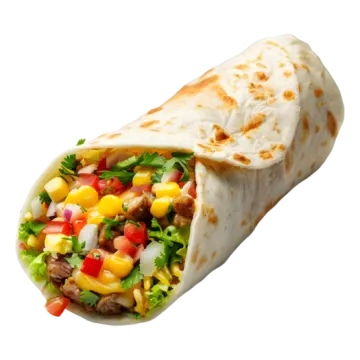 a burritoa filled with meat and vegetables