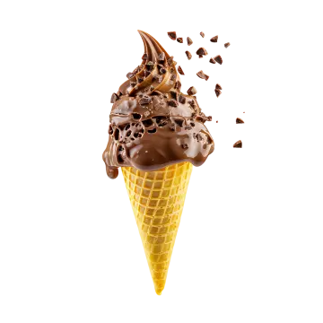 an ice cream cone filled with chocolate chips