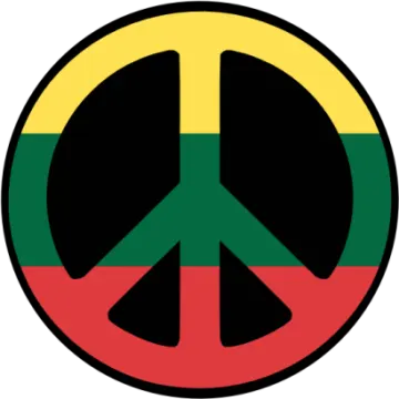 a peace sign with the colors of reggae flag