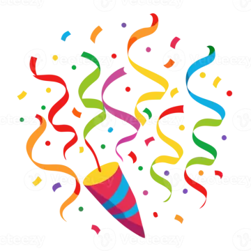 a colorful party hat with streamers and cons
