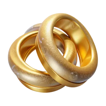 two gold wedding rings on white background
