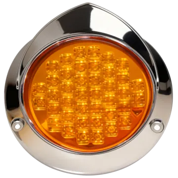 a close up view of an orange led light