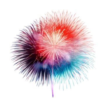 a colorful fireworks on a white background