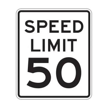 a speed limit sign with the number 50