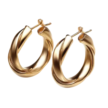 a pair of gold hoop earrings