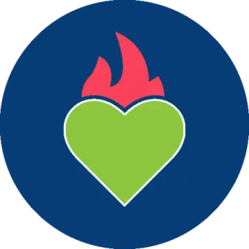 a heart with a fire in it