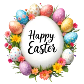 an easter egg with the words happy easter on it