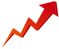 a red arrow on a white background