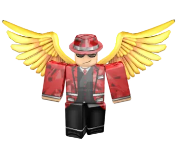 a lego figure with wings and a red jacket