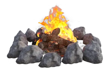 an image of a fire with rocks on it