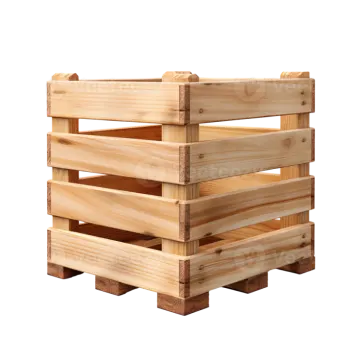 a wooden crate on a white background