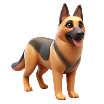 a cartoon dog standing on a white background
